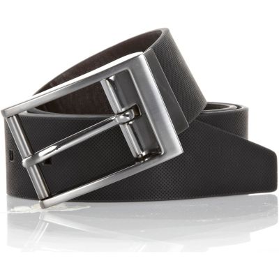 Black reversible textured belt 
