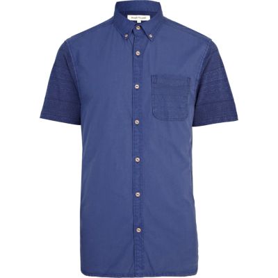 Blue contrast aztec sleeve shirt