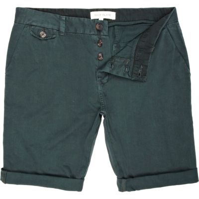 Green turn up smart shorts
