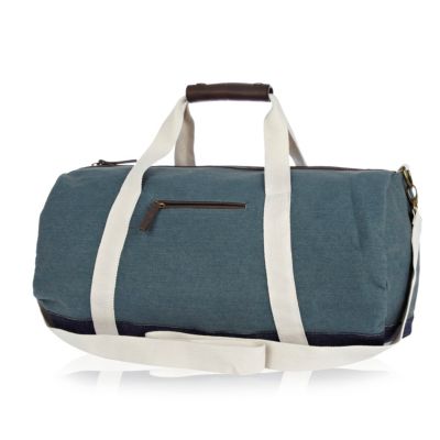 Blue denim contrast strap holdall