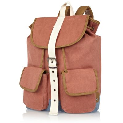 Orange denim colour block rucksack