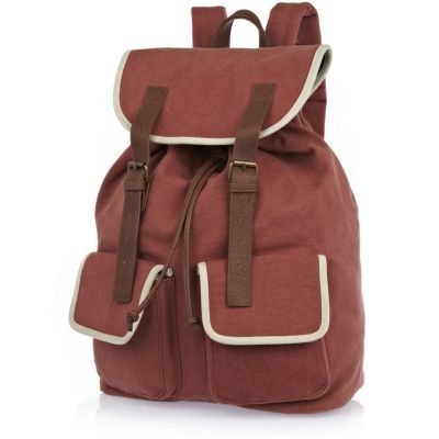 Orange canvas contrast trim rucksack