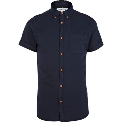 Navy blue short sleeve oxford shirt 