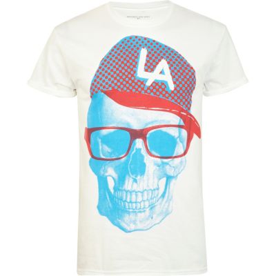 White LA skull print t-shirt