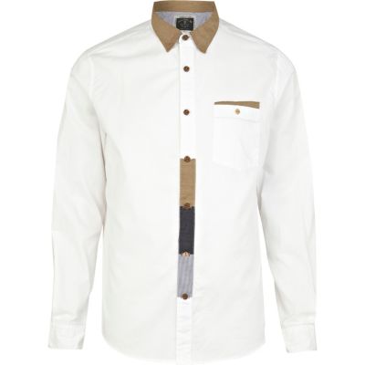 White Holloway Road patch long sleeve shirt