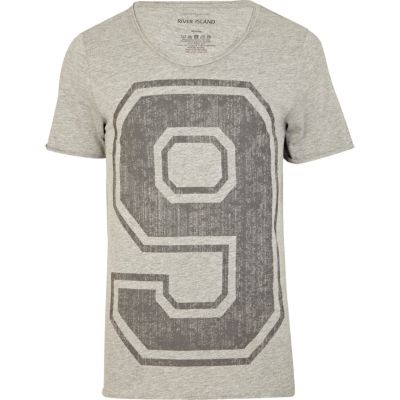 Grey varsity number print t-shirt