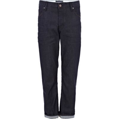 Dark wash denim smart trousers