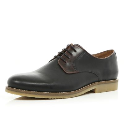 Black contrast panel formal lace up shoes