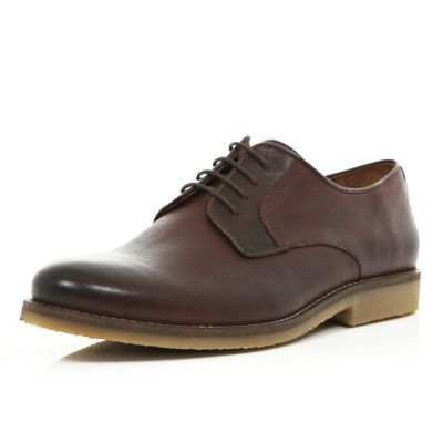 Brown contrast panel formal lace up shoes