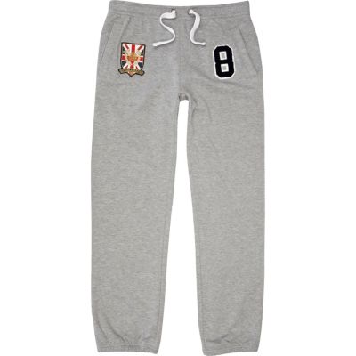 Grey marl varsity badge joggers 