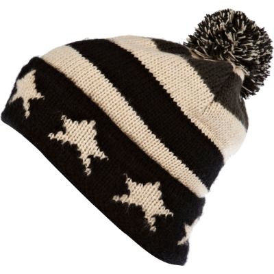 Black stars and stripes pattern beanie hat