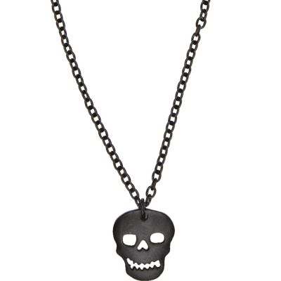 Gunmetal skull pendant neck chain