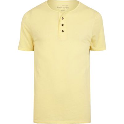Yellow short sleeve grandad t-shirt