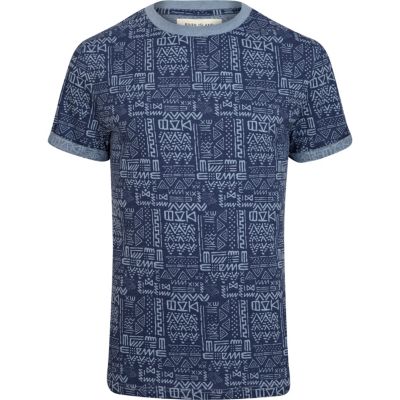 Blue tribal print t-shirt
