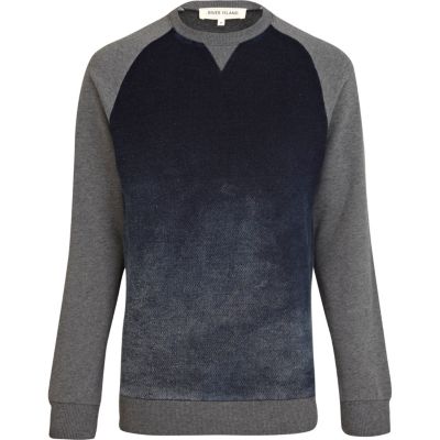 Navy sprayed raglan sweatshirt