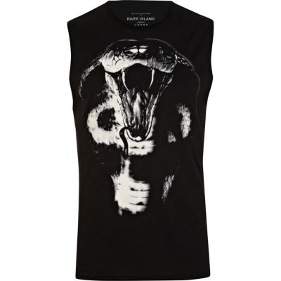 Black snake bite print tank top