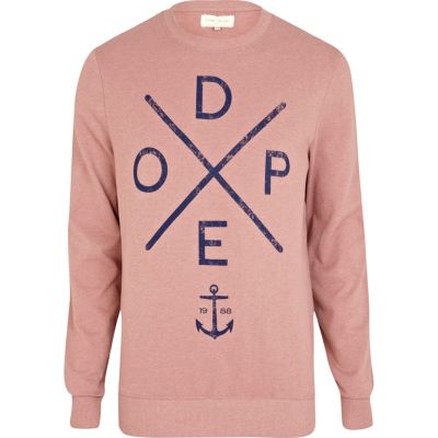 Pink dope print crew neck sweatshirt