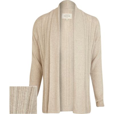 Ecru laddered texture waterfall cardigan