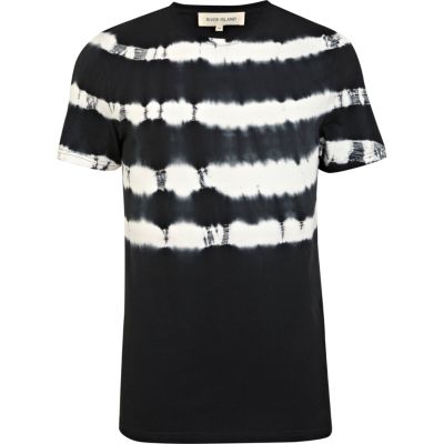 Black tie dye stripe short sleeve t-shirt