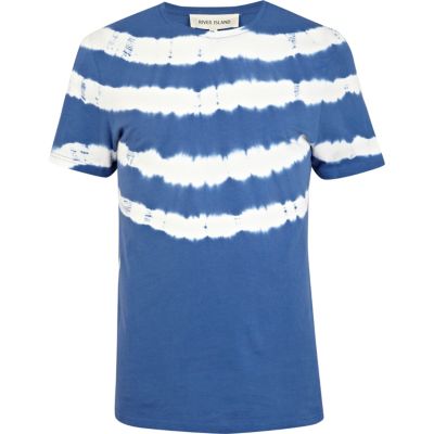 Blue tie dye stripe short sleeve t-shirt