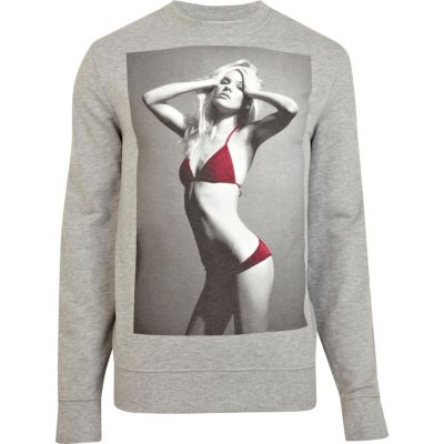 Grey girl print sweatshirt