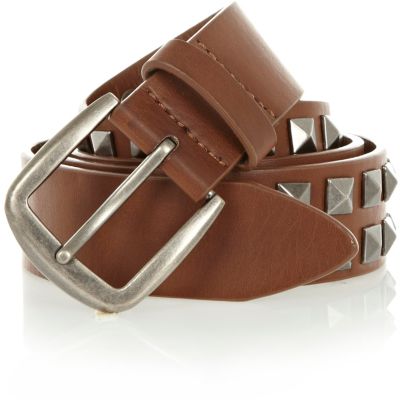 Brown gunmetal studded belt