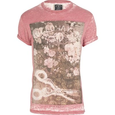 Red Holloway Road burnout print t-shirt