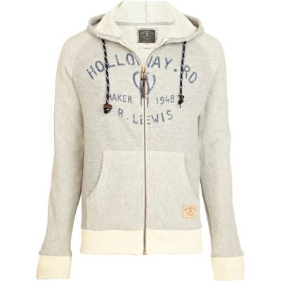 Grey Holloway Road print zip up hoodie