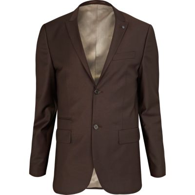 Brown skinny suit jacket 