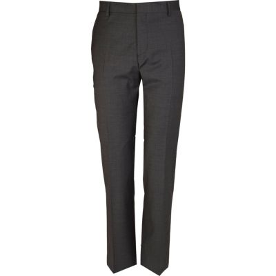 Dark grey slim suit trousers