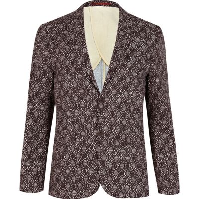 Brown batik print blazer