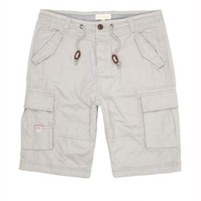 Grey utility pocket cargo shorts