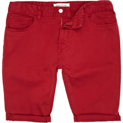 Red turn up shorts