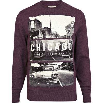 Dark red Chicago print sweatshirt