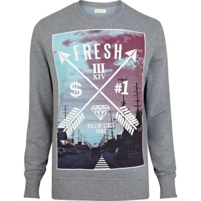 Blue fresh arrow print sweatshirt