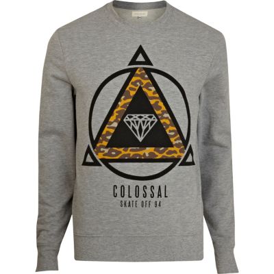 Grey colossal skate print sweatshirt