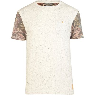 Ecru Holloway Road floral sleeve t-shirt