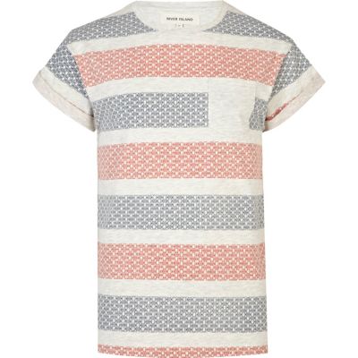 Ecru ditsy stripe print t-shirt