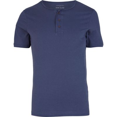 Navy grandad t-shirt