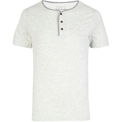 Ecru contrast trim grandad t-shirt
