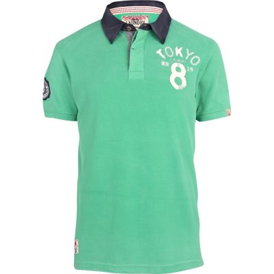 Green Tokyo Laundry print polo shirt