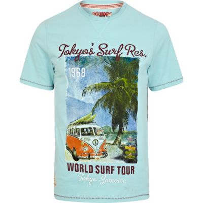 Turquoise Tokyo Laundry surf print t-shirt