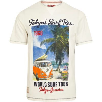 White Tokyo Laundry surf print t-shirt