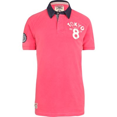 Pink Tokyo Laundry print polo shirt