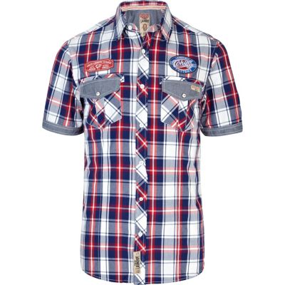 Red Tokyo Laundry badge check shirt