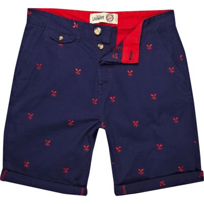 Blue Tokyo Laundry emblem print shorts