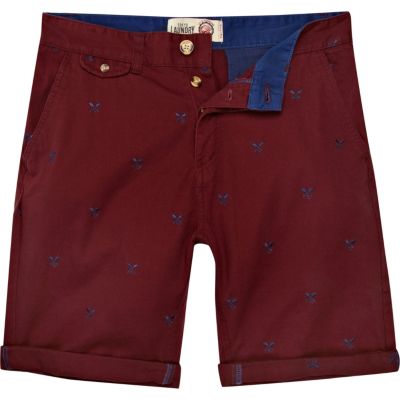 Red Tokyo Laundry emblem print shorts