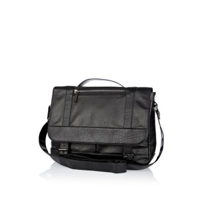 Black contrast panel satchel 