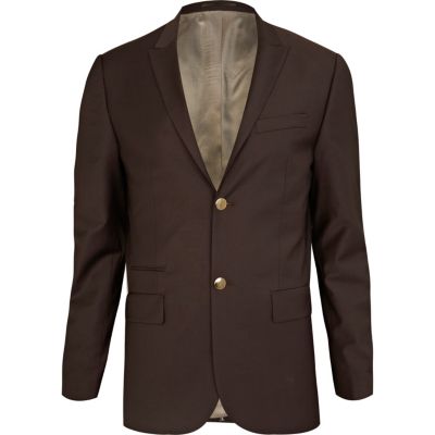 Chocolate brown skinny suit jacket