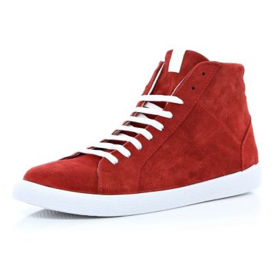 Red suede high tops